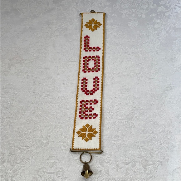 Other - Vintage Embroidered Wall Hanging with Bell